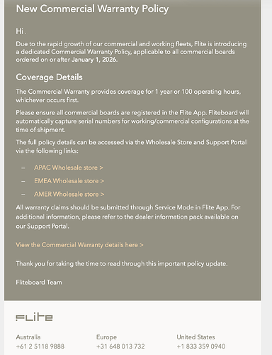 Fliteboard one year warranty