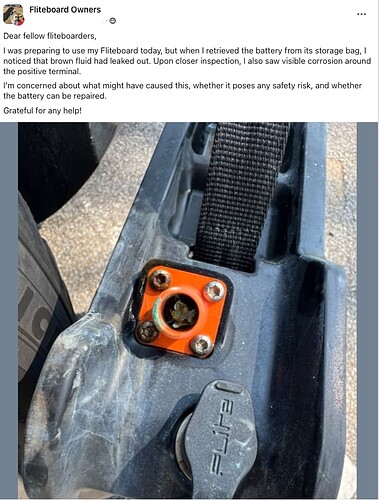Fliteboard battery water inside